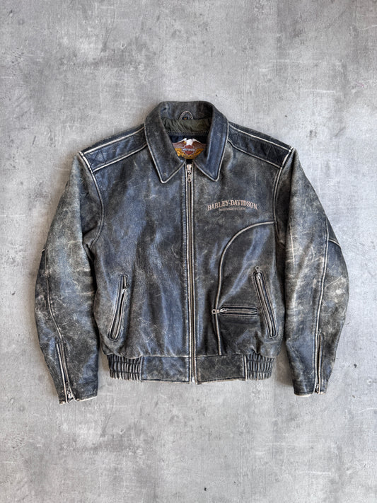 1990's Harley Davidson Scorched Leather Bomber Jacket