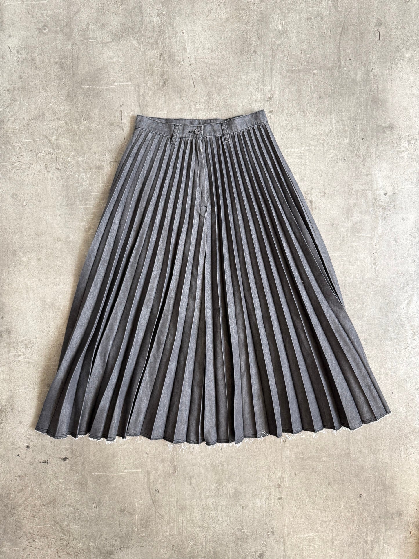 Issey Miyake NE-Net Charcoal Pleated Maxi Skirt