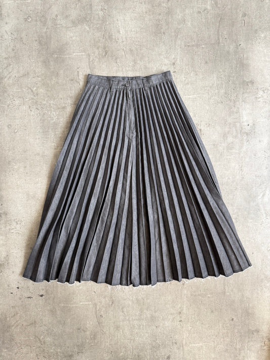 Issey Miyake NE-Net Charcoal Pleated Maxi Skirt