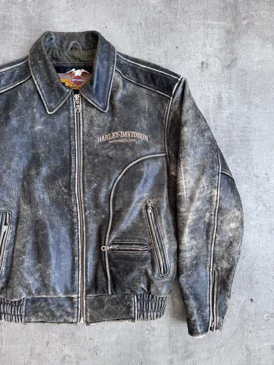 1990's Harley Davidson Scorched Leather Bomber Jacket