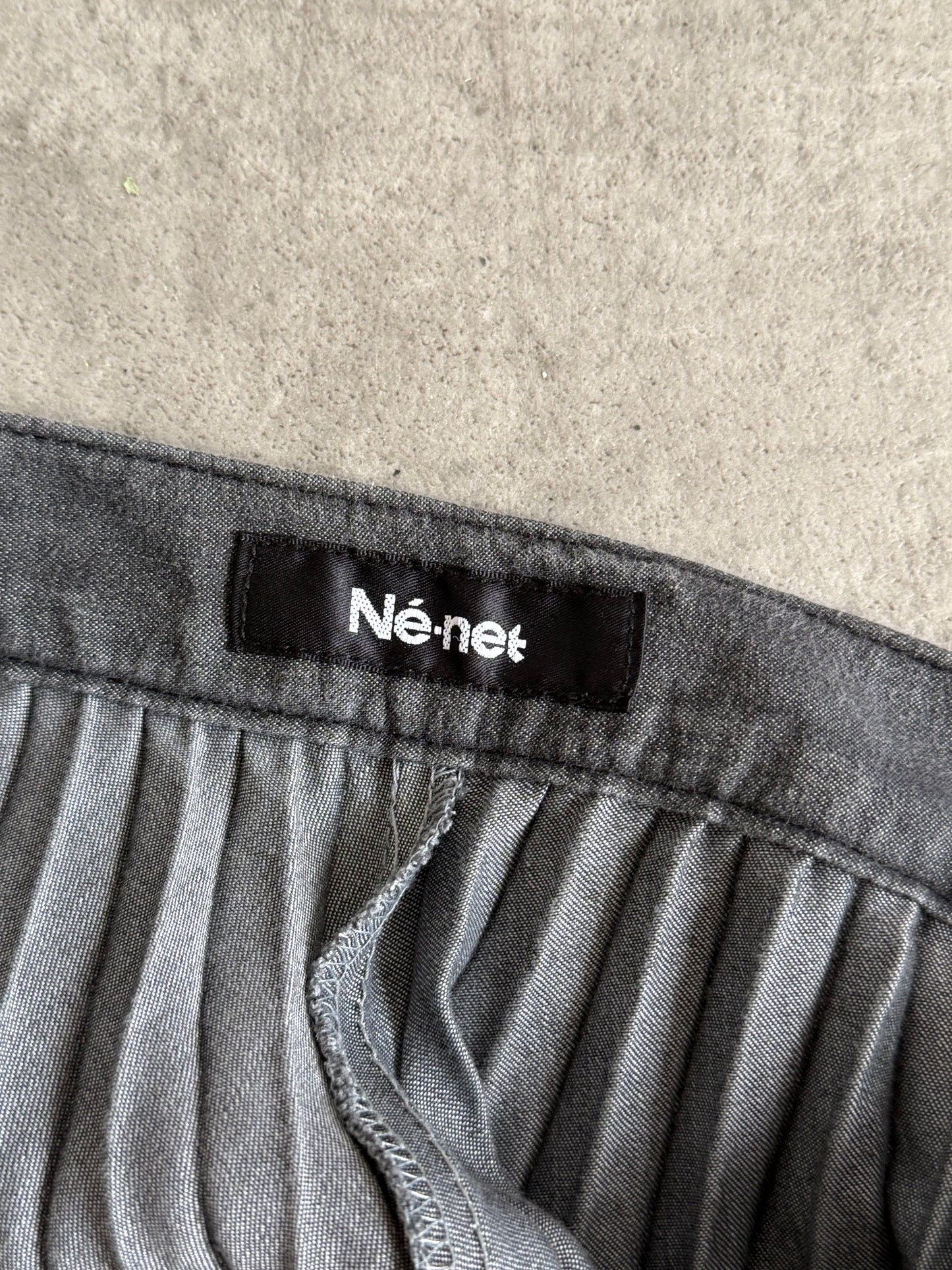 Issey Miyake NE-Net Charcoal Pleated Maxi Skirt