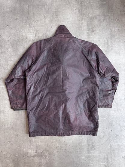 1980's Burberry Nova Check Lined Brown Oilskin Waxed Jacket