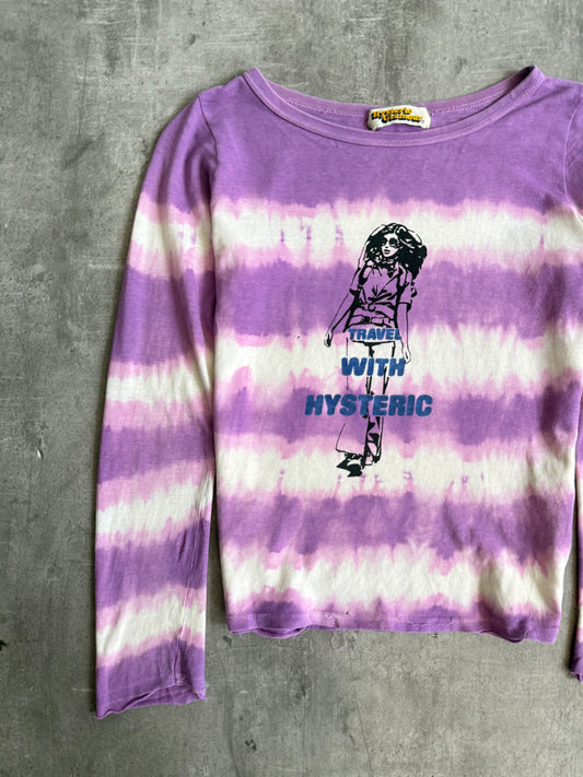 Hysteric Glamour Distressed Tie Dye Stripe LS Top