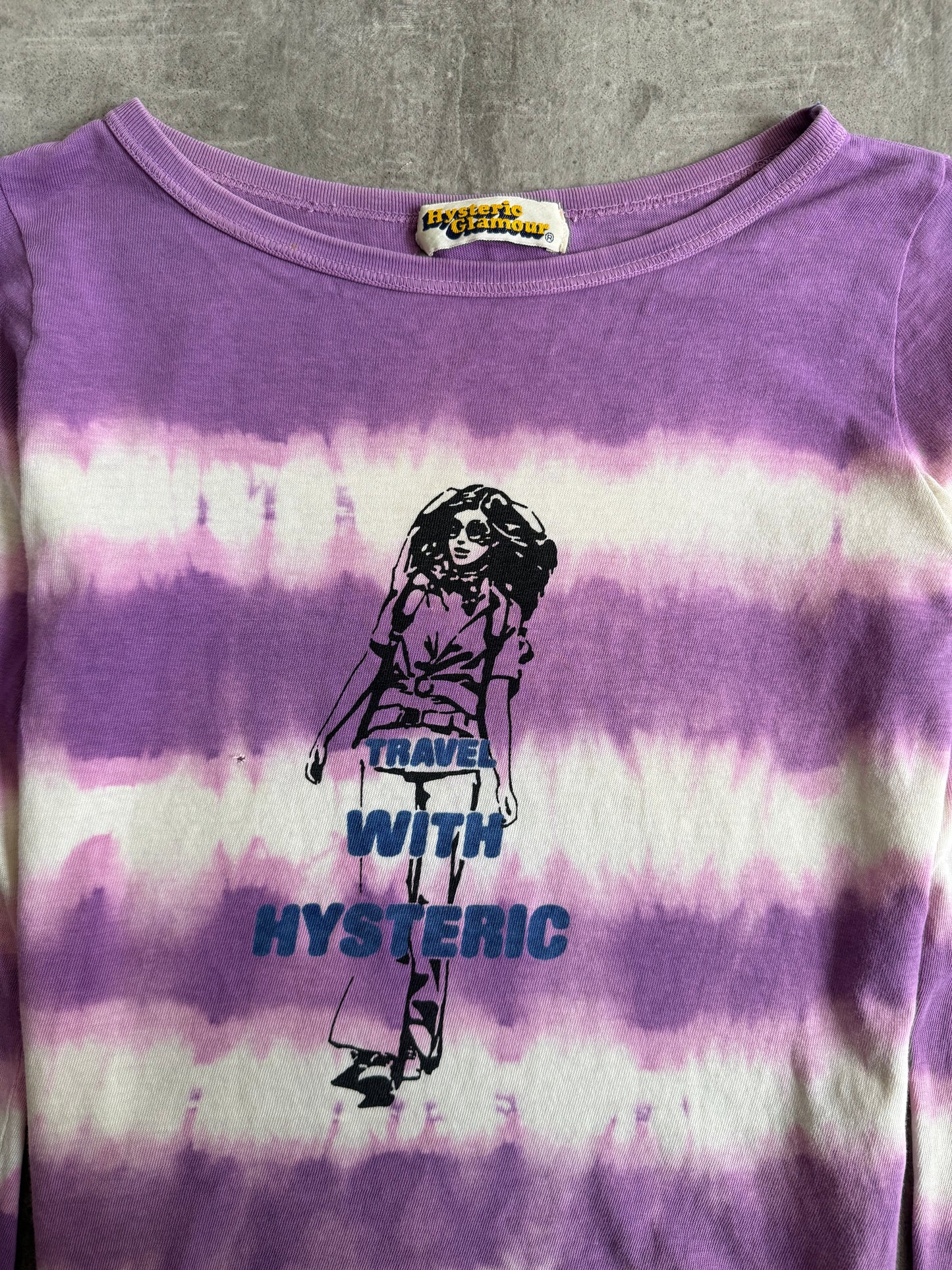 Hysteric Glamour Distressed Tie Dye Stripe LS Top