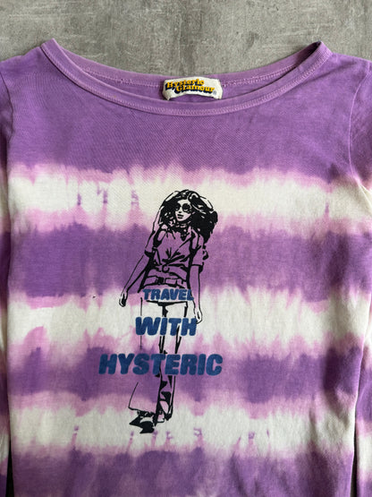 Hysteric Glamour Distressed Tie Dye Stripe LS Top