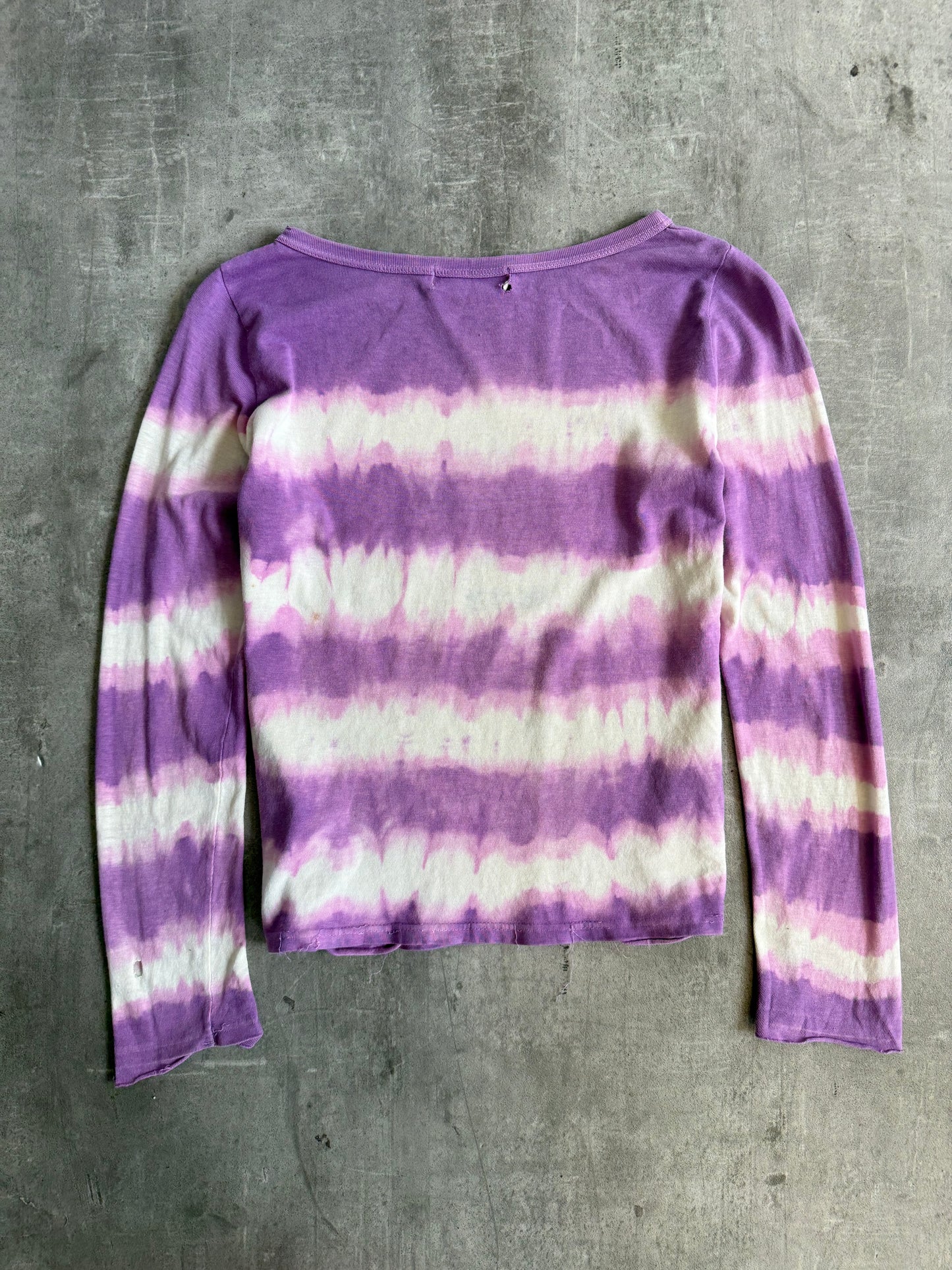 Hysteric Glamour Distressed Tie Dye Stripe LS Top