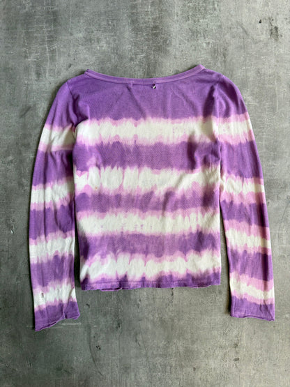 Hysteric Glamour Distressed Tie Dye Stripe LS Top