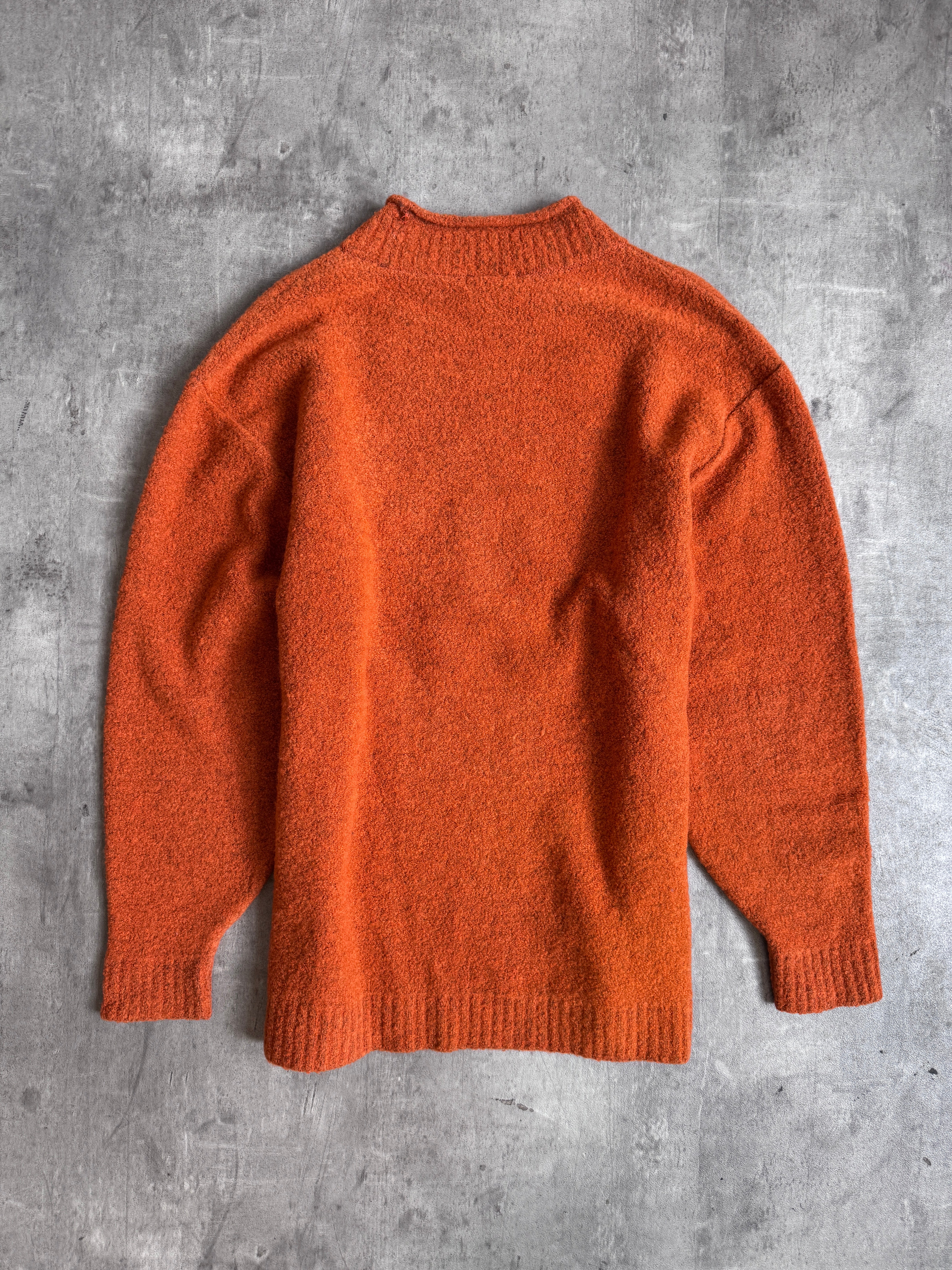 1990s Kansai Yamamoto Burnt Orange Textured Spellout Knit 1990s Kansai Yamamoto Burnt Orange Textured Spellout Knit