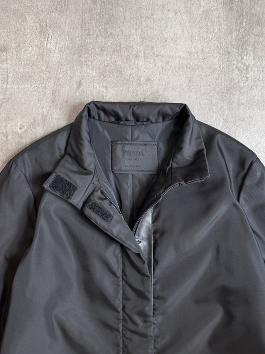 A/W1998 Prada Black Padded Nylon Technical Overcoat
