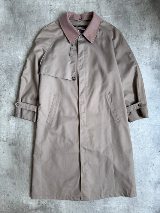 1990s Christian Dior Modular Collar Taupe Overcoat