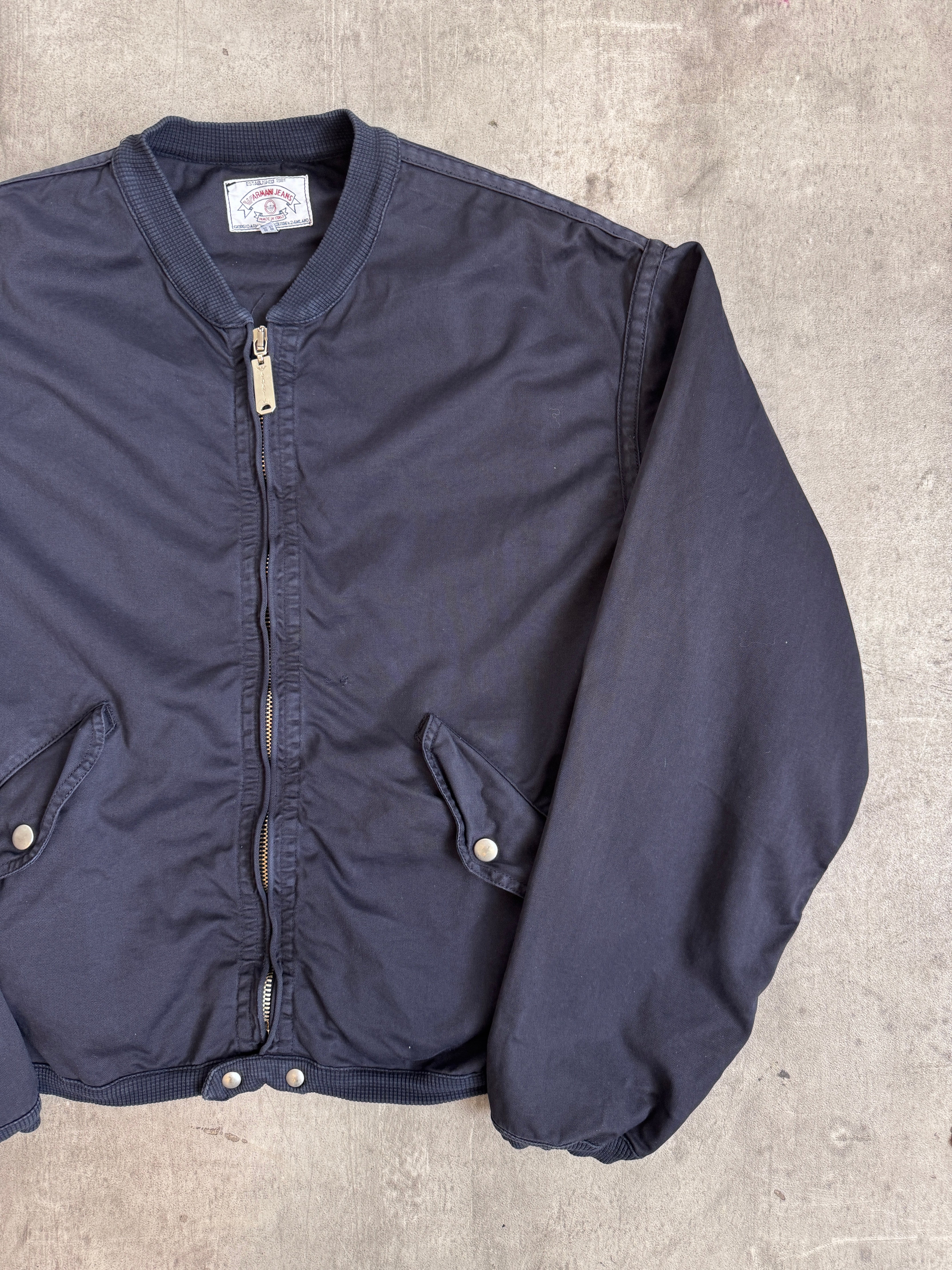 1990s Armani Jeans Articulated Washed Navy Bomber Jacket – Vintage