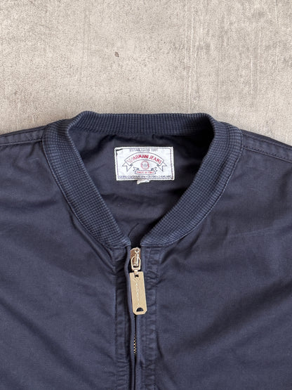 1990s Armani Jeans Articulated Washed Navy Bomber Jacket