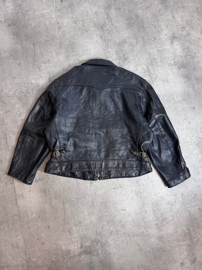 Schott "Highwayman" Black Leather Bomber Jacket