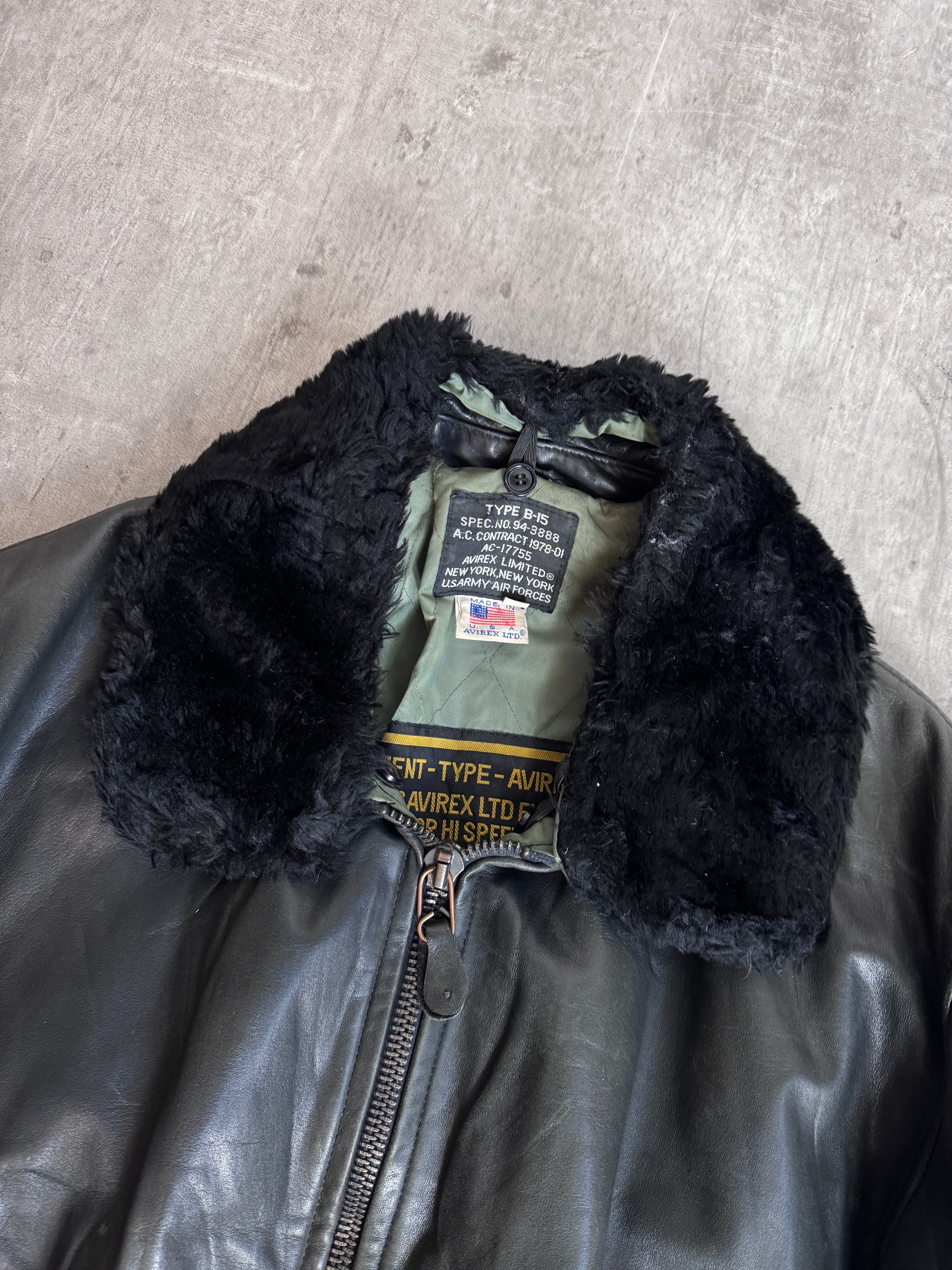 Avirex B-15 Weathered Dark Grey Modular Leather Jacket – Vintage