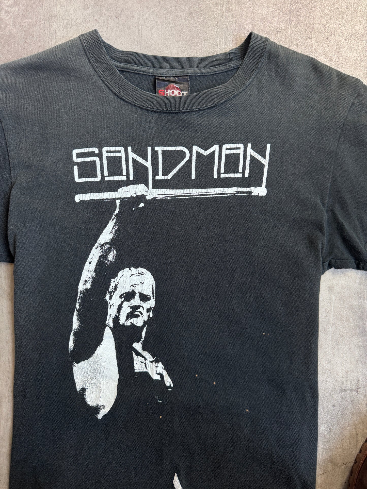 Vintage 1998 Sandman Parental Warning ECW Double Graphic Tee