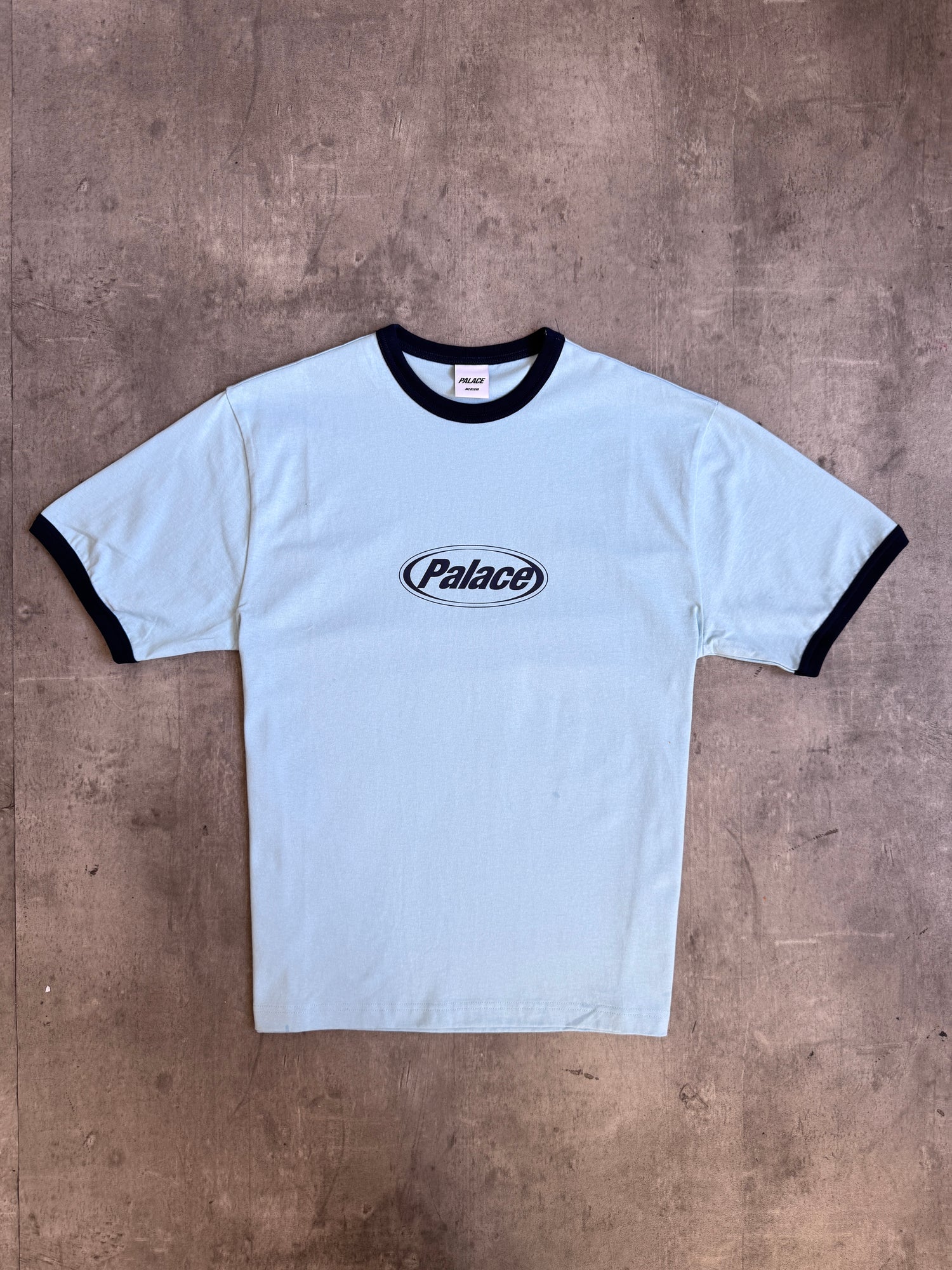 Palace Baby Blue Elipse Spellout Ringer Tee