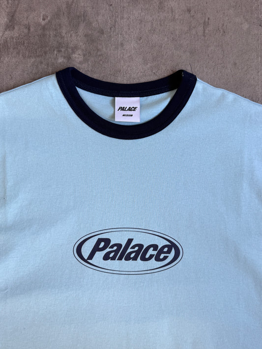 Palace Baby Blue Elipse Spellout Ringer Tee