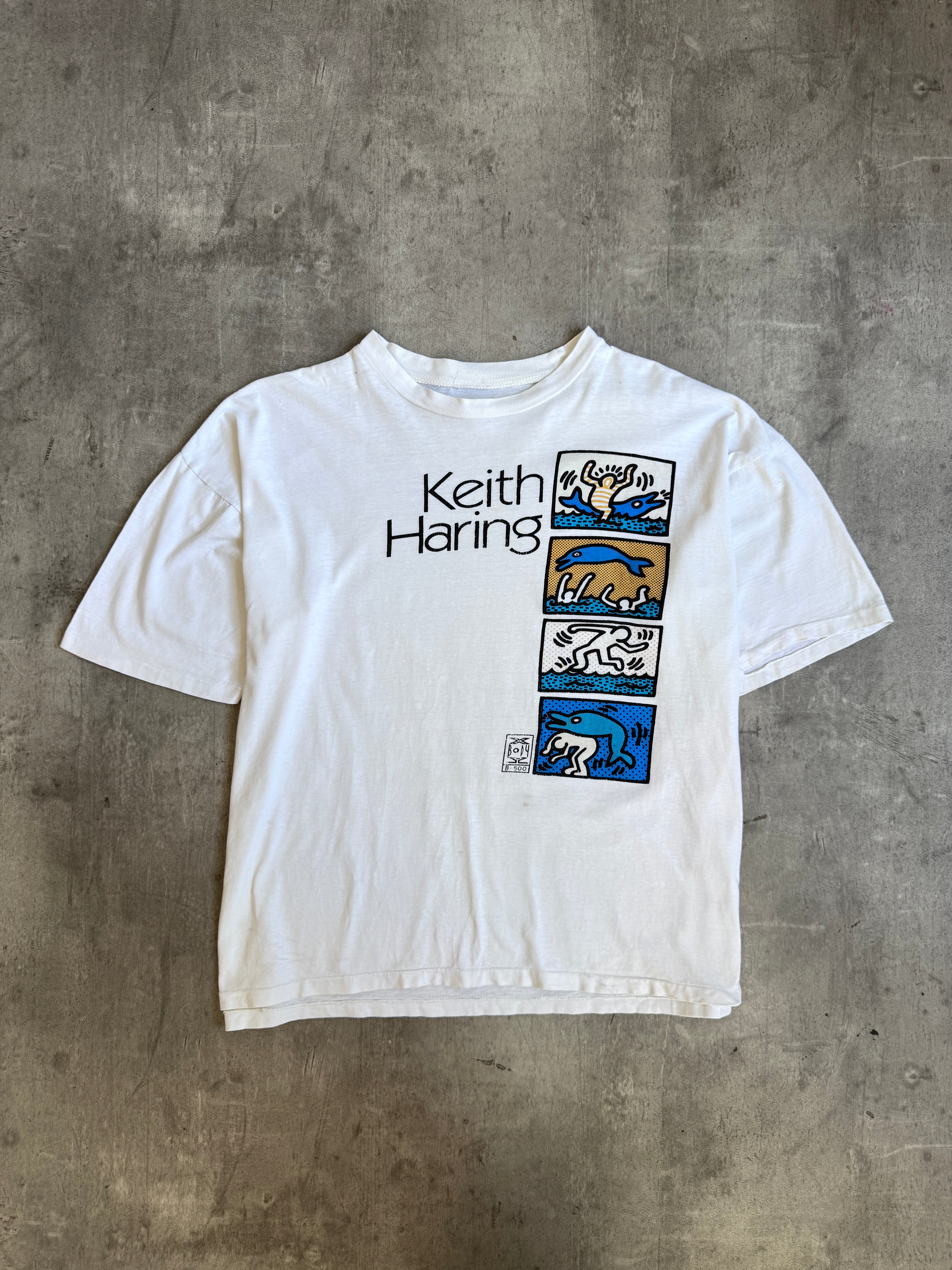 1990 Keith Haring Dolphin & Human Single Stitch Graphic Tee – Vintage