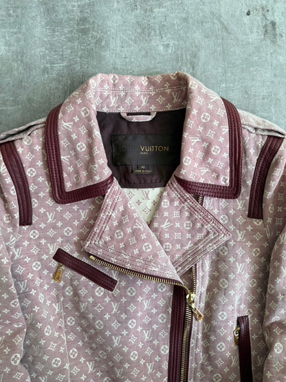 Louis Vuitton Lambskin Trim Dust Pink Monogram Biker Jacket