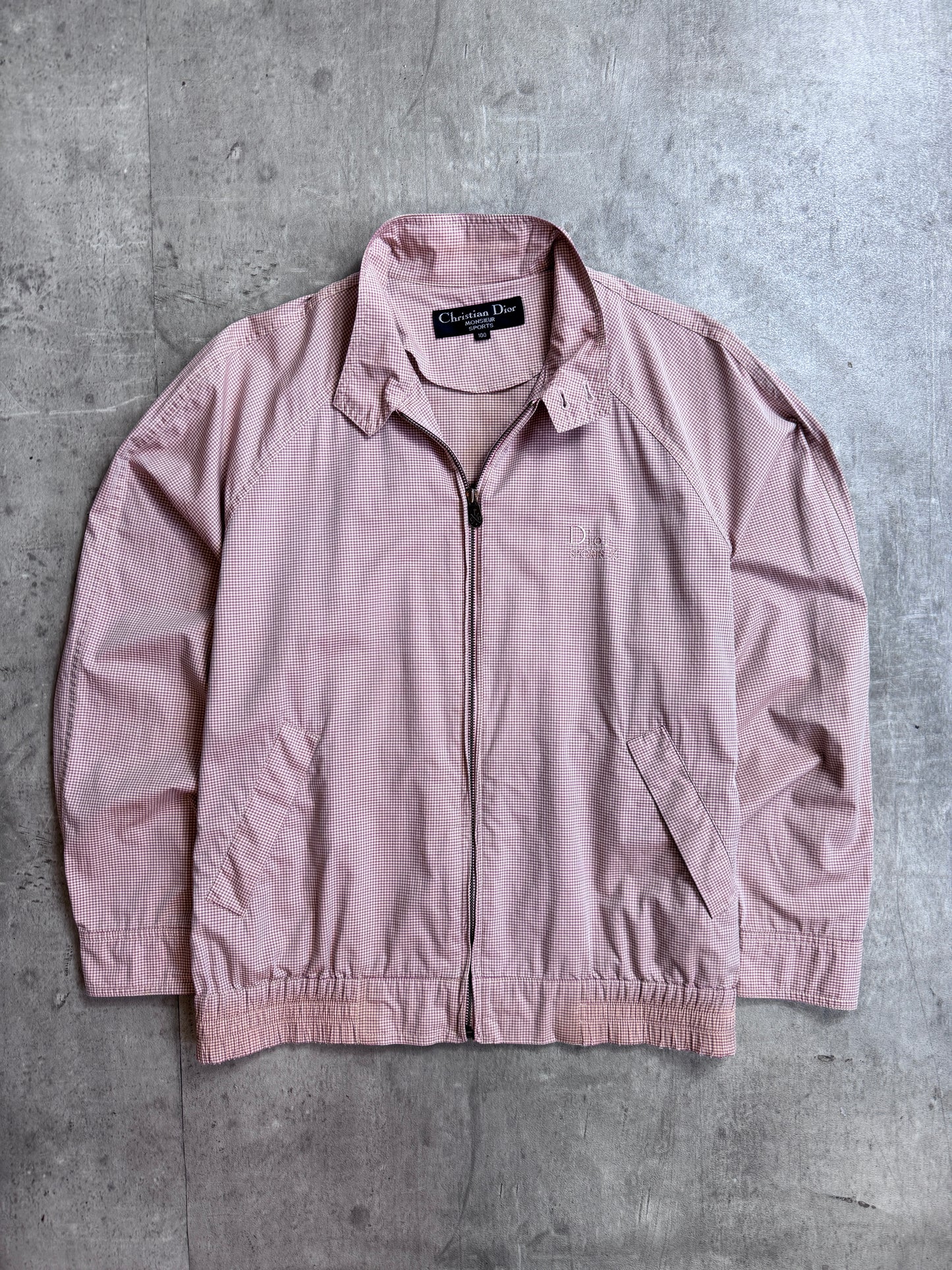 Christian Dior Nylon Orange Check Lighweight Bomber Jacket