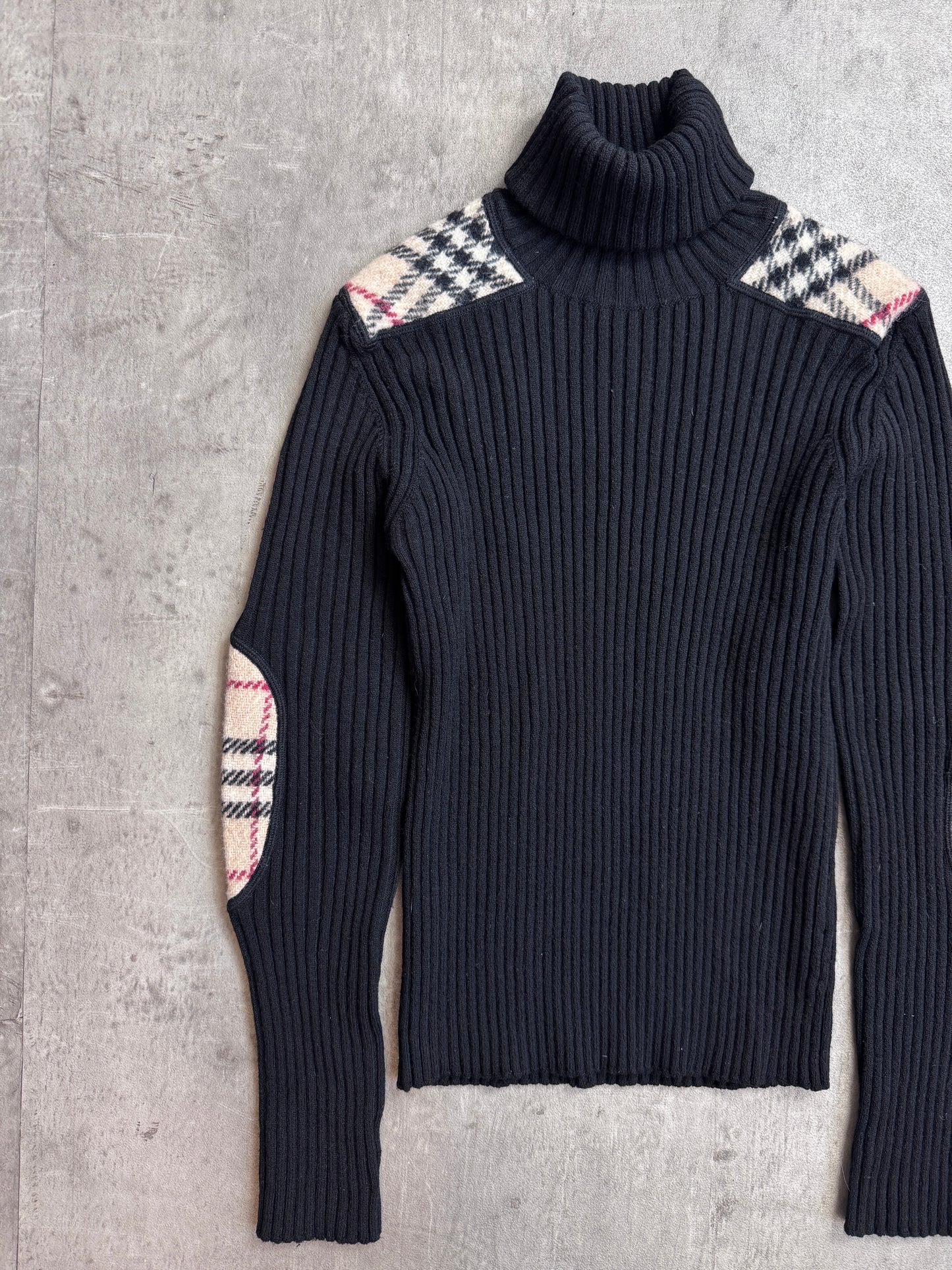 Burberry Novacheck Knitted Merino Wool Black Turtleneck