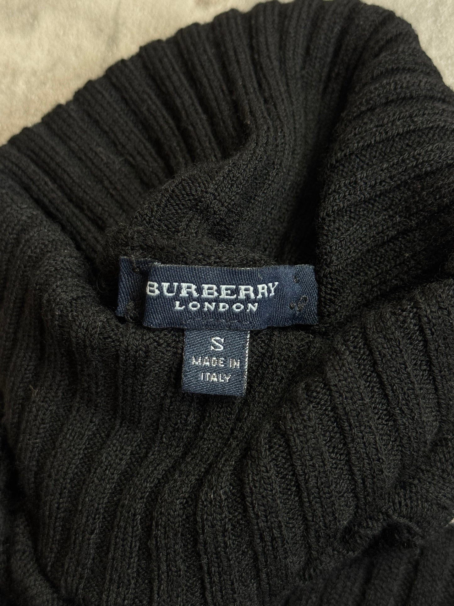 Burberry Novacheck Knitted Merino Wool Black Turtleneck