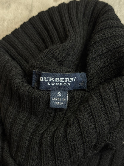 Burberry Novacheck Knitted Merino Wool Black Turtleneck