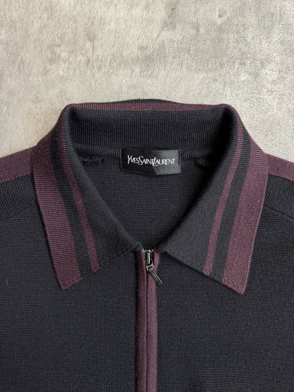 Yves Saint Laurent Full Zip Knitted Two-Tone Cardigan