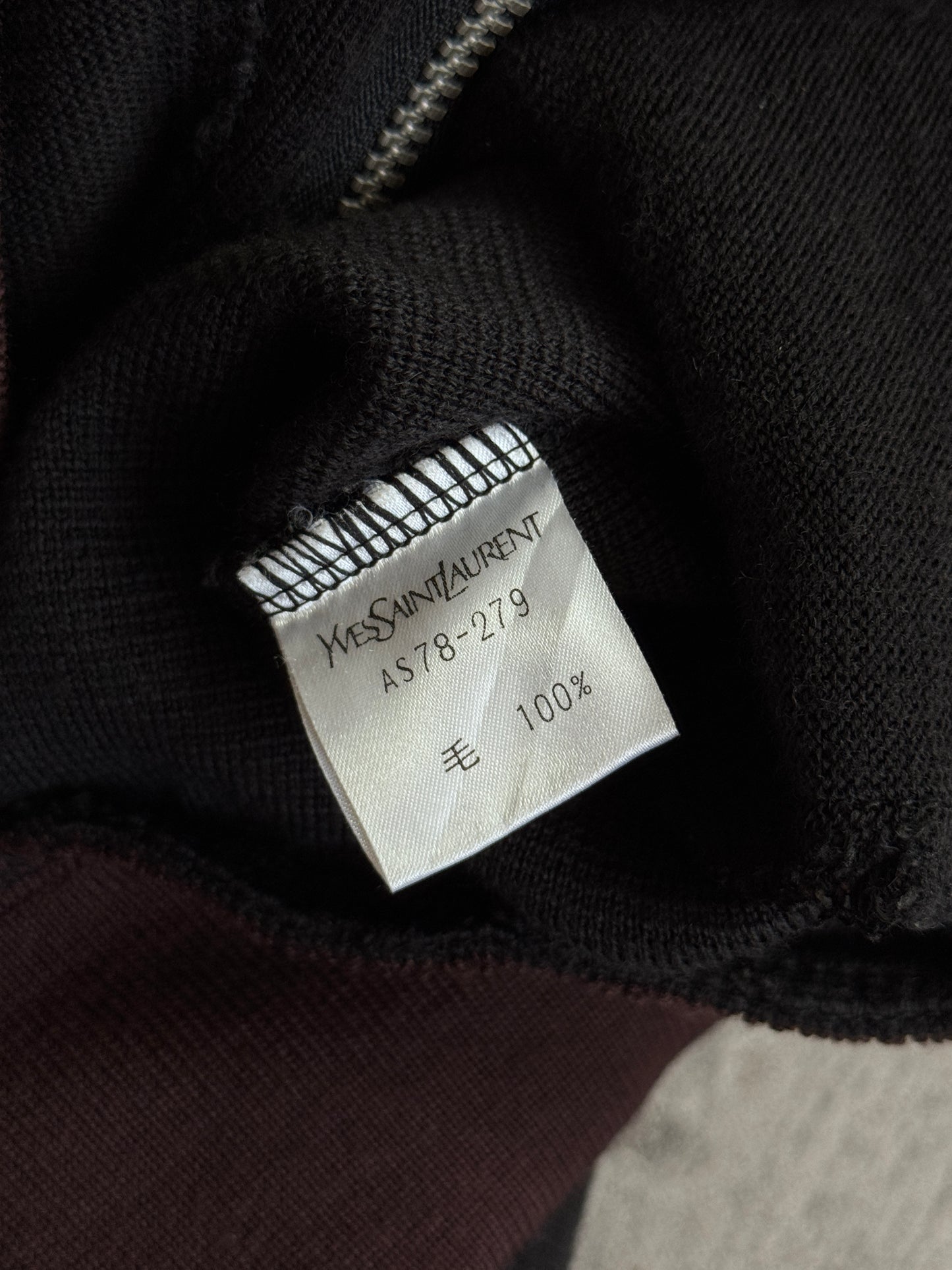 Yves Saint Laurent Full Zip Knitted Two-Tone Cardigan