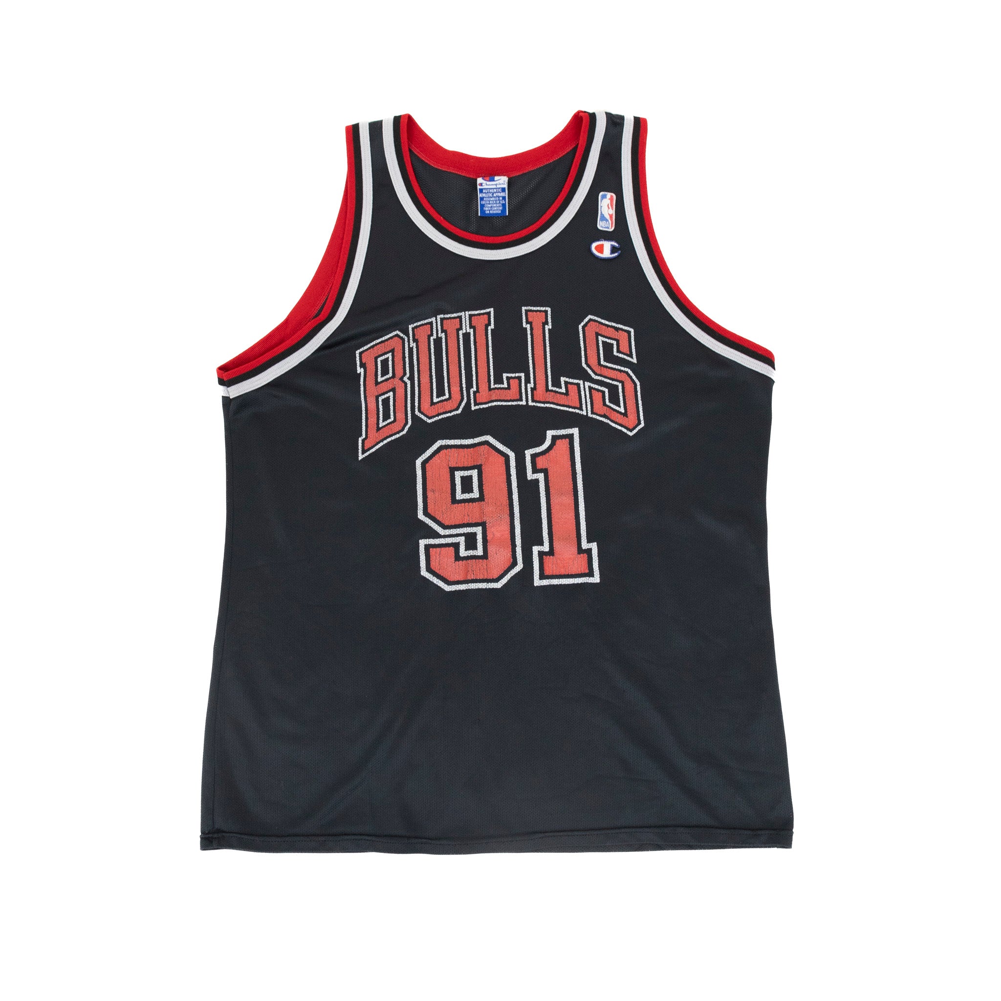 Red Chicago Bulls Rodman Used Large Men's Champion Jersey