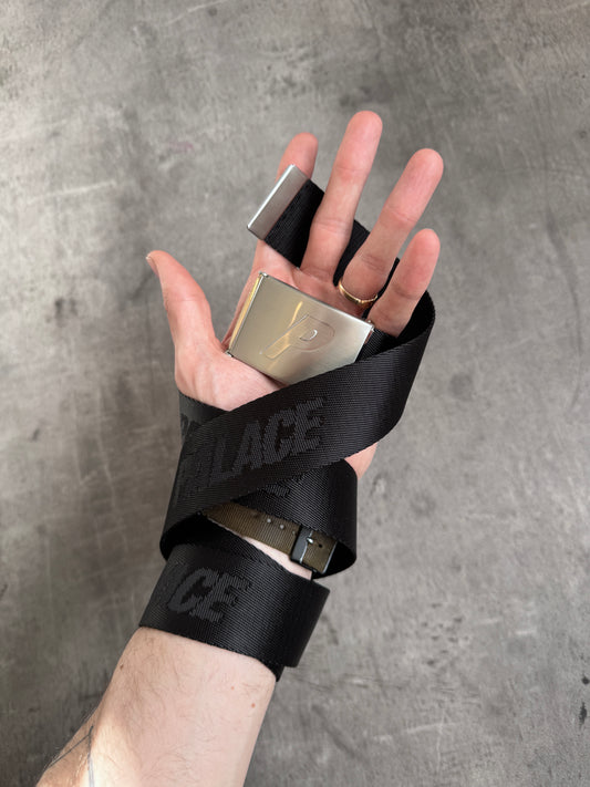 Palace Silver Logo Buckle Black Nylon Skate Belt