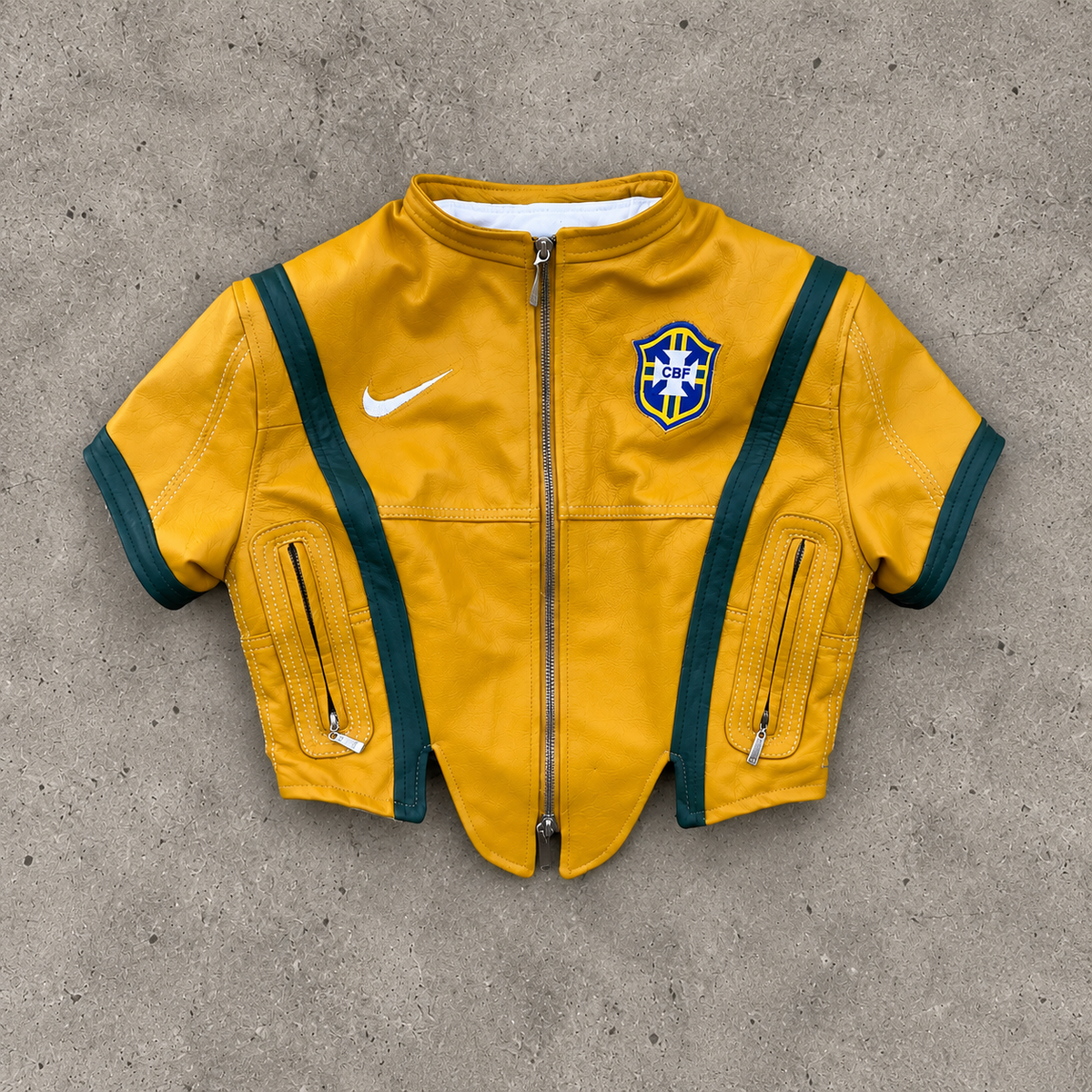 VT Rework : Custom Order - Short Sleeve Leather Football Corset Jacket