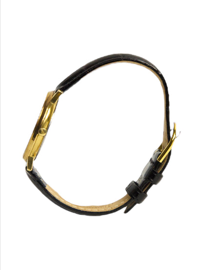 Omega Deville Model 591.0018 Black Strap Gold Watch