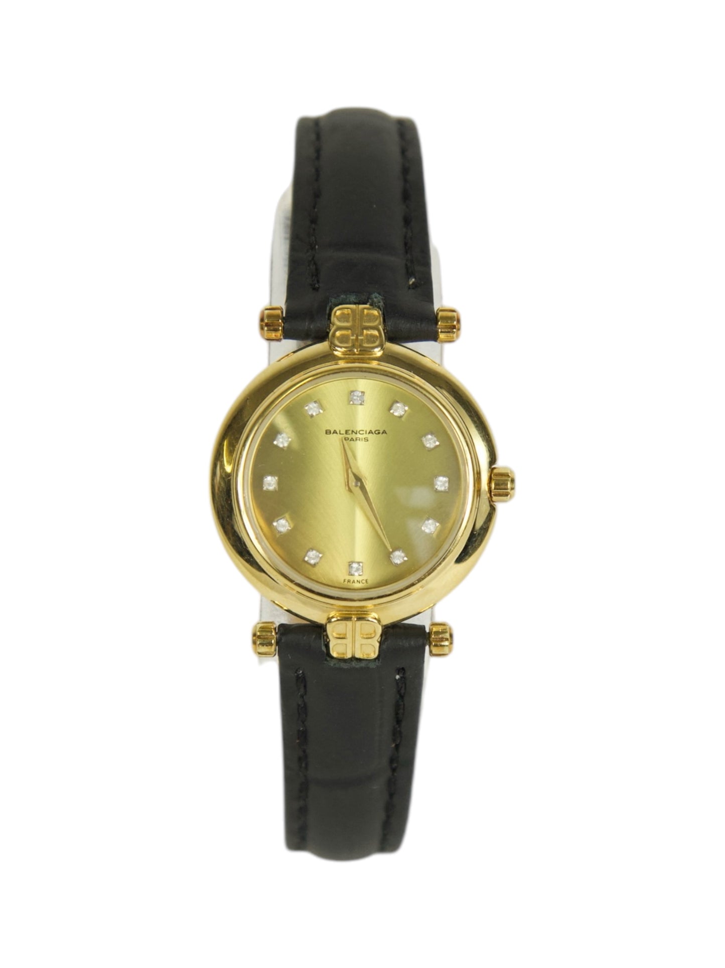 Balenciaga Model 621 Black Strap Gold Watch