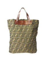 Fendi Foldable FF Zucca Canvas Leather Tote