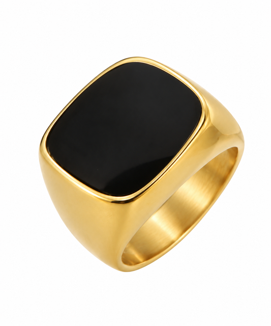 Gold Black Square Ring