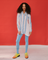 VT Rework: Nicola Raccuglia Blue White Stripe Shirred Dress