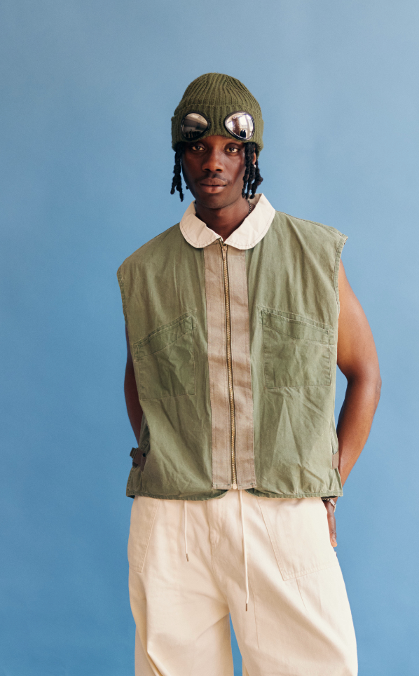 SS1988 Stone Island Marina Reversible Washed Green Tela Stella Collared Vest