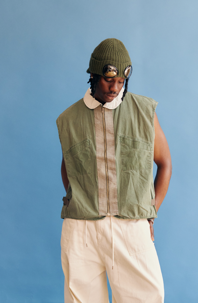 SS1988 Stone Island Marina Reversible Washed Green Tela Stella Collared Vest