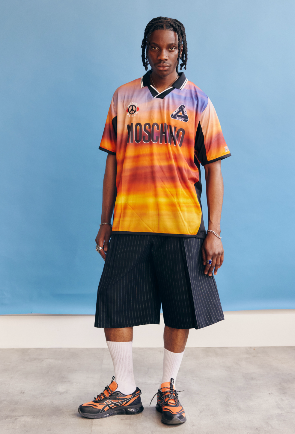 Palace Moschino Football Shirt Orange Cloud