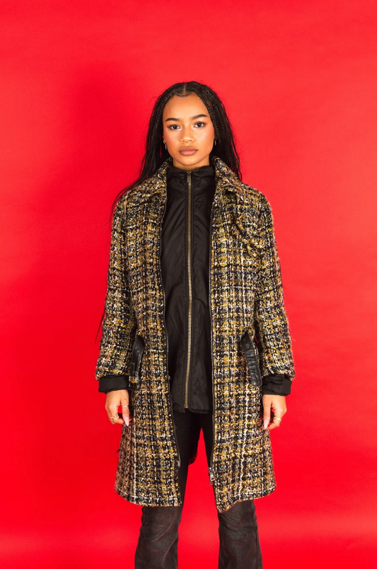 2000's Prada Bouclé Tweed Double Lined Belted Overcoat