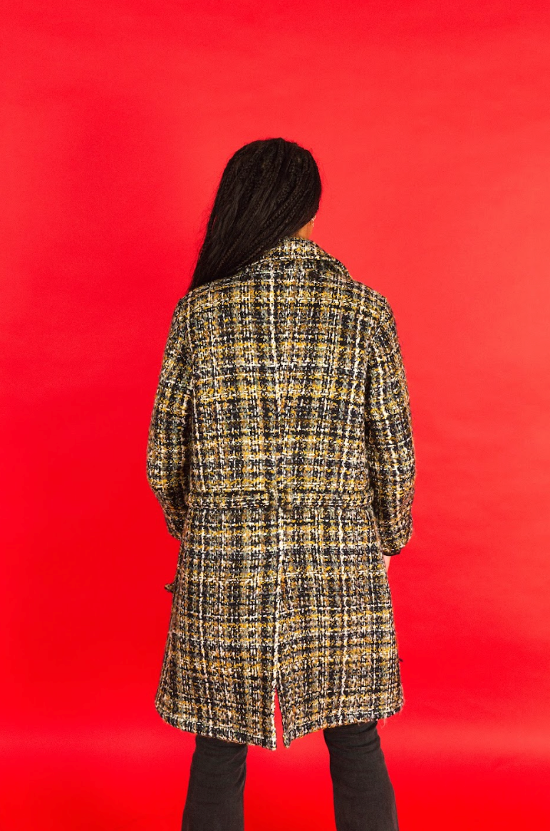 2000's Prada Bouclé Tweed Double Lined Belted Overcoat