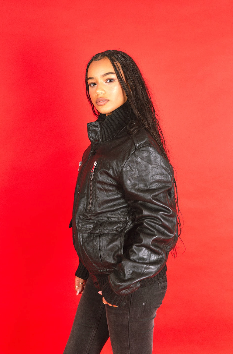 A/W 2001 Gucci Tom Ford Black Leather Ribbed Trim Madonna Jacket