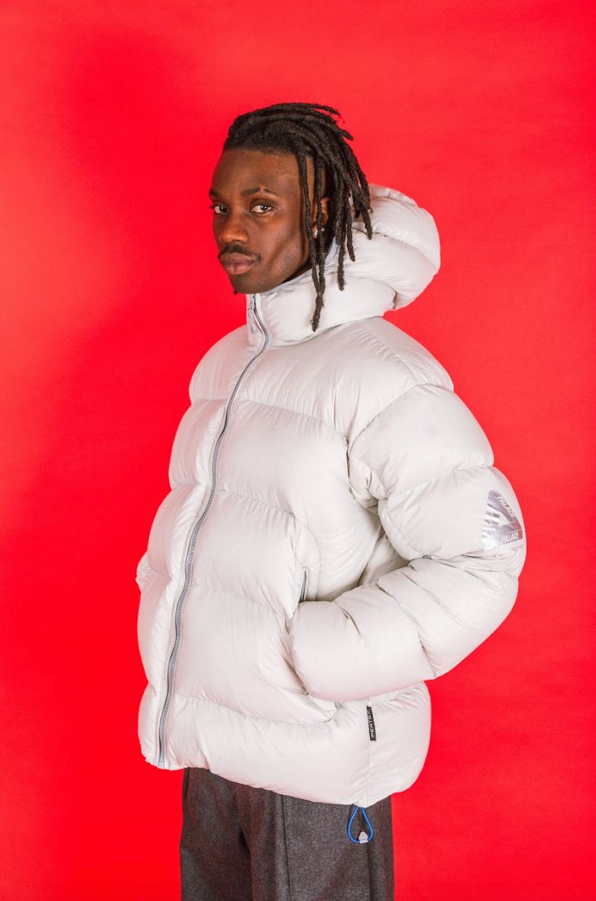 Palace Peretex Opaque Balaclava Fleece Lined Hood Grey Contract Duck Feather Puffer Jacket