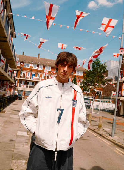 VT Rework: England "7" White Leather Moto Jacket