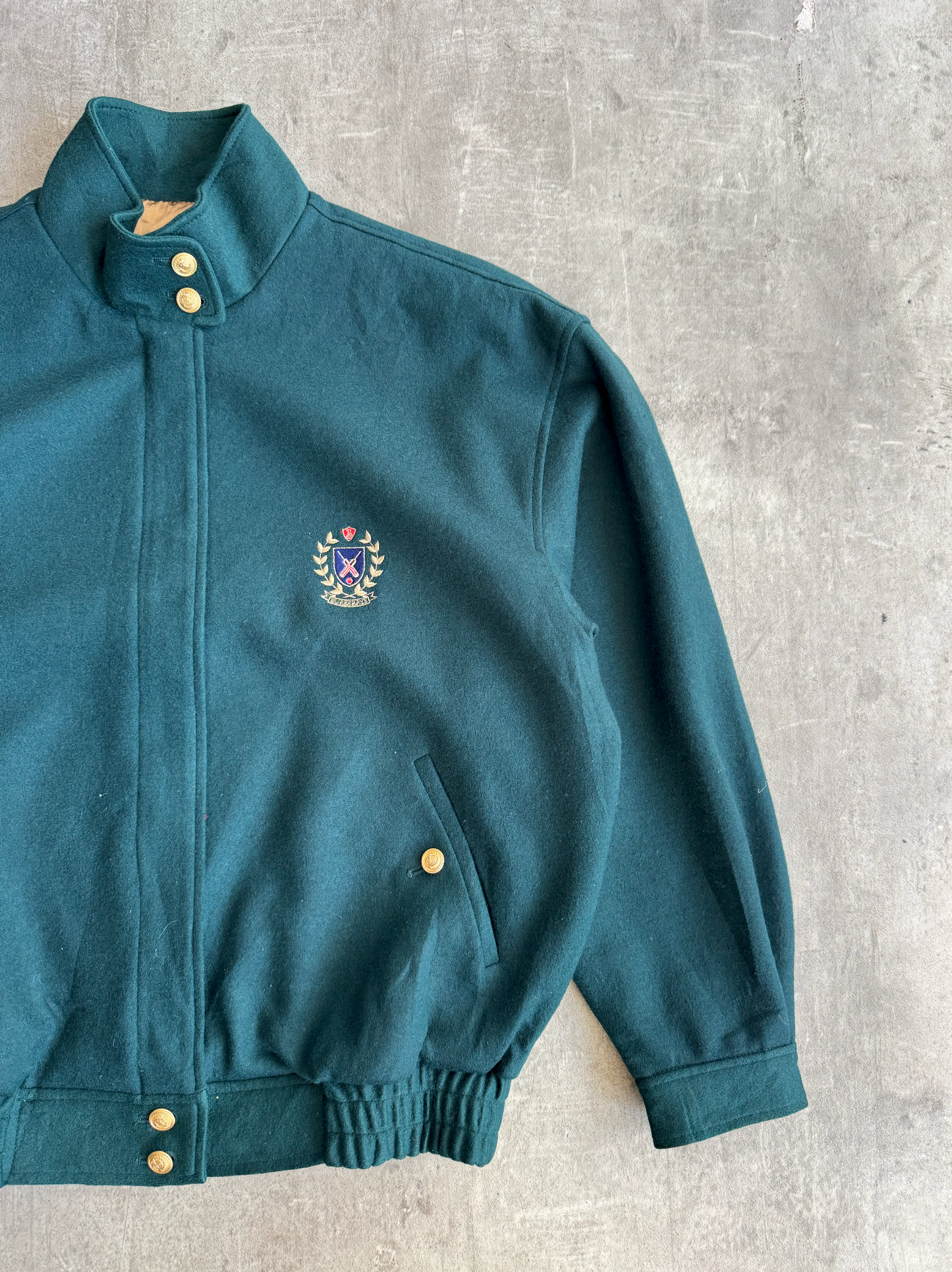 Rare 1980s Burberry Cricket Forest Green Wool Blouson