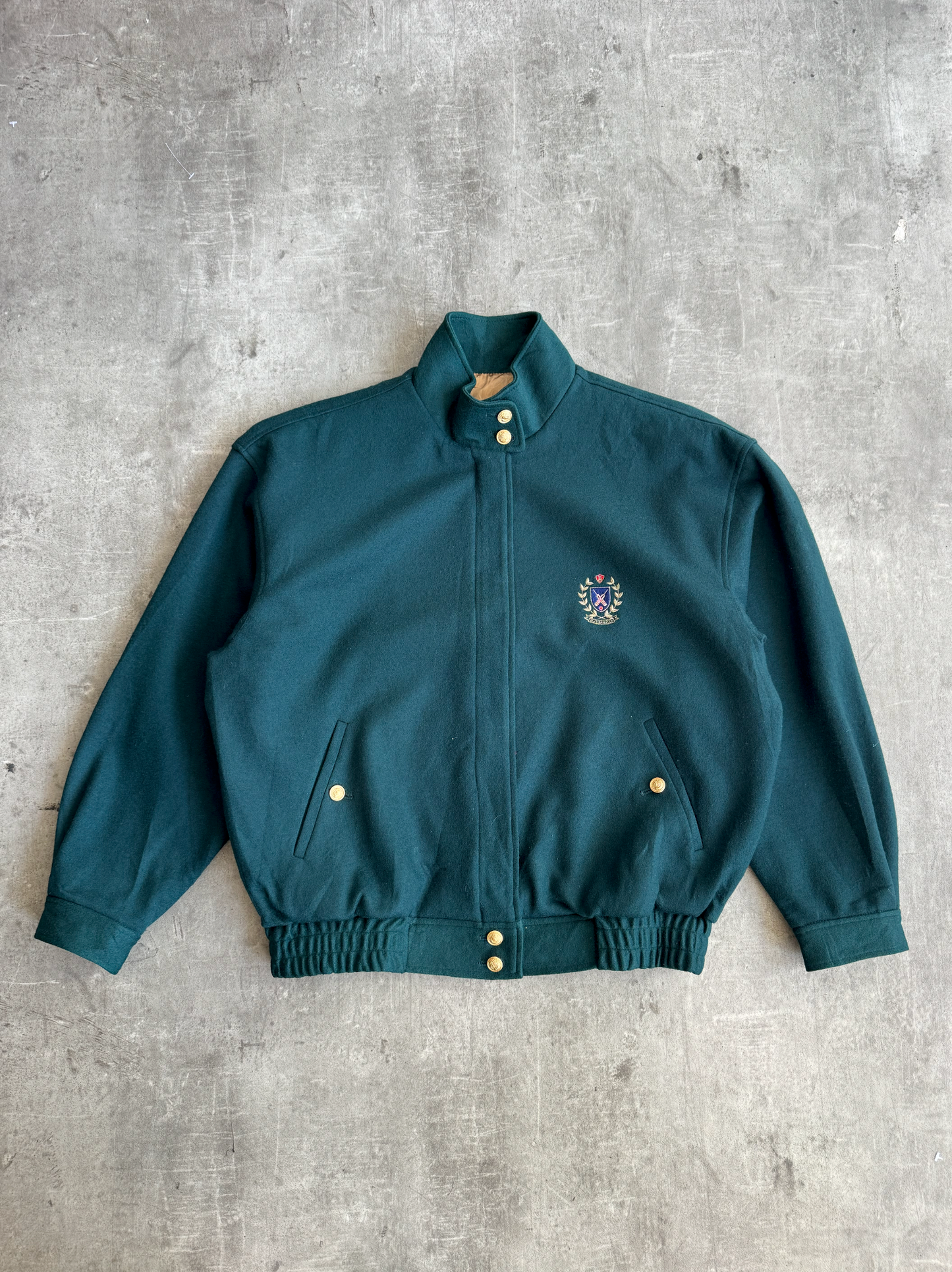 Rare 1980s Burberry Cricket Forest Green Wool Blouson
