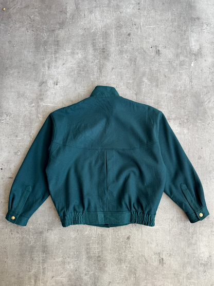 Rare 1980s Burberry Cricket Forest Green Wool Blouson