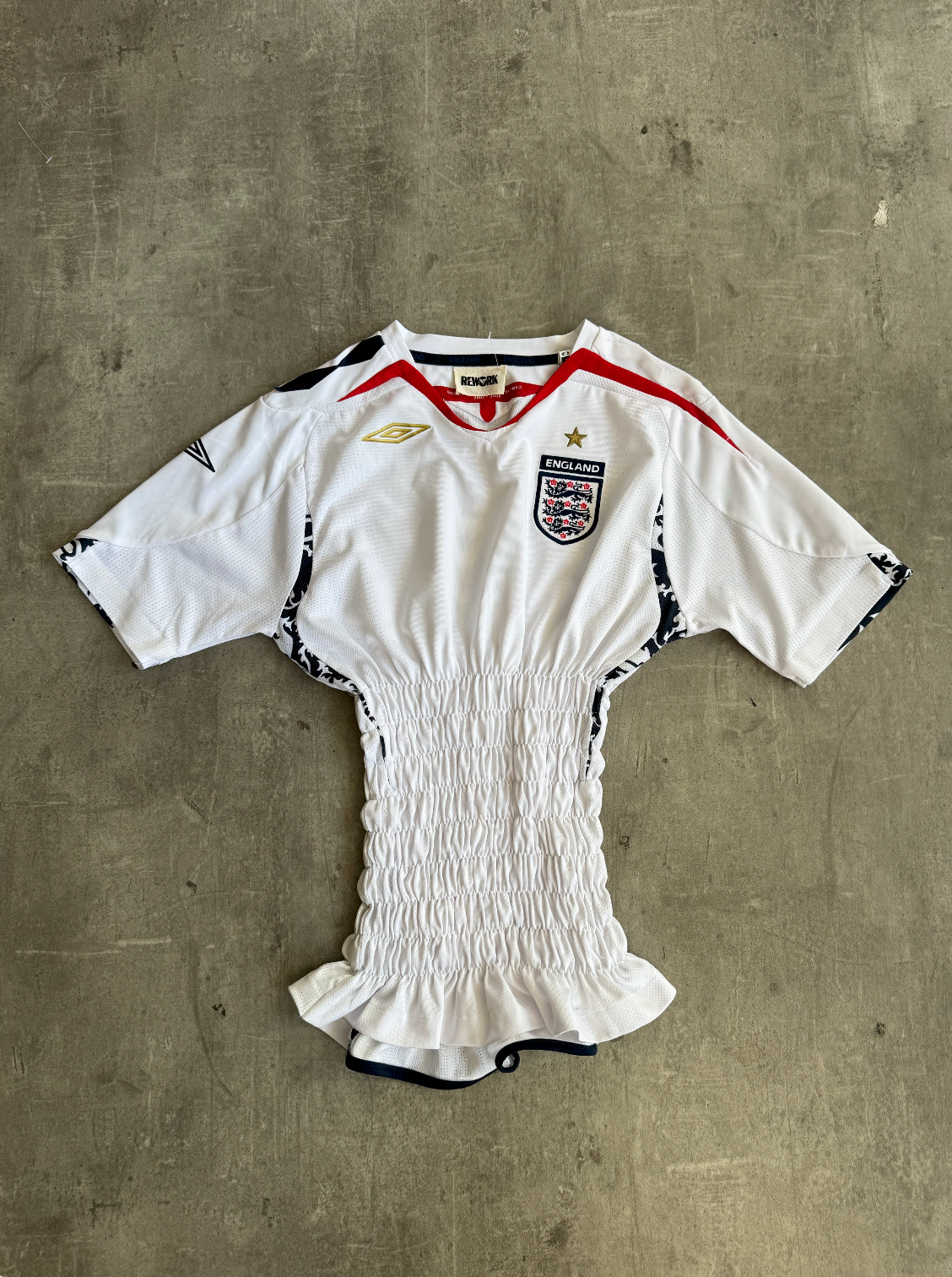 VT Rework: England x Umbro Rouched Waist Football Shirt