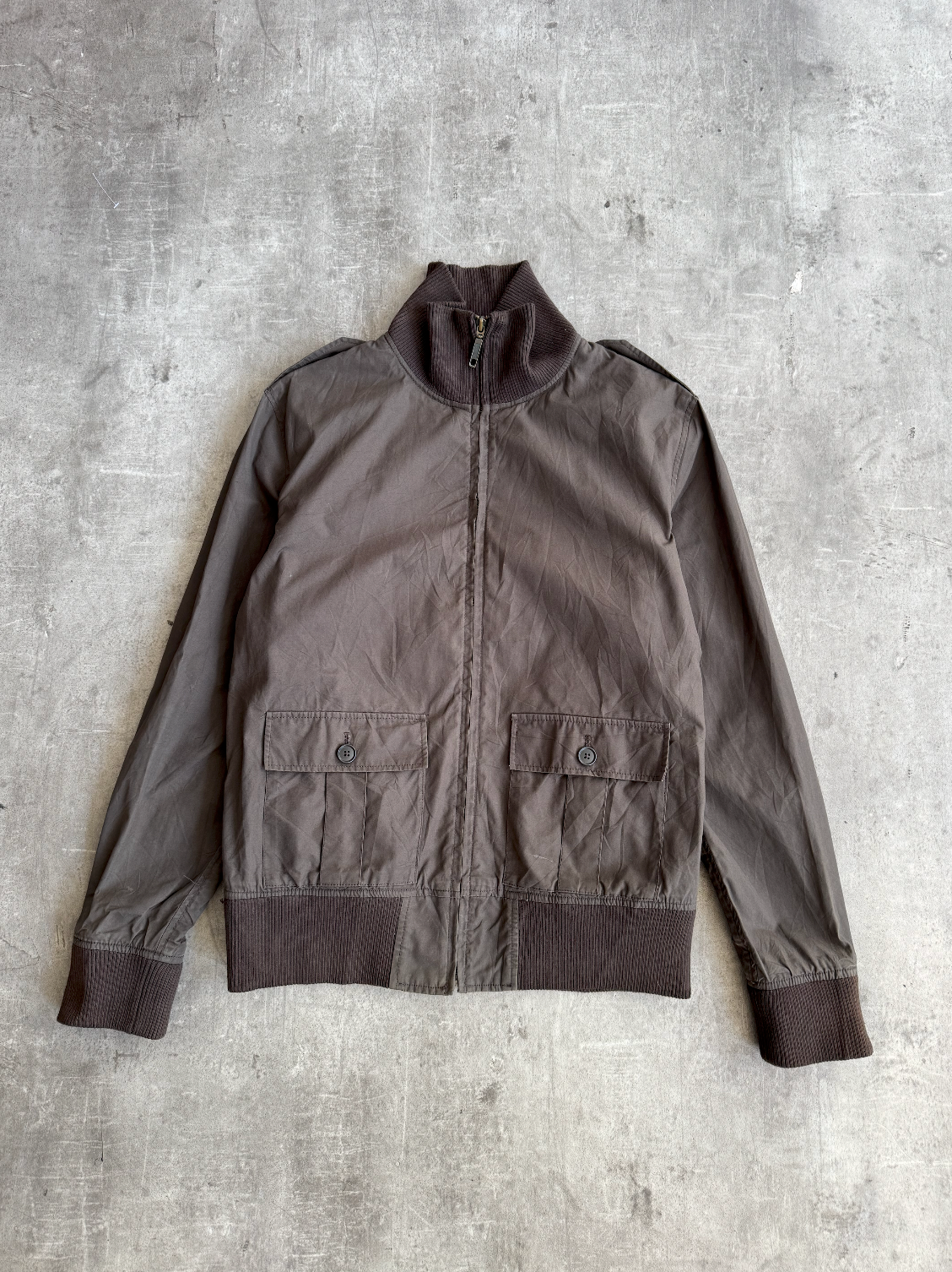 Beams Brown Textured Cotton Bomber Jacket